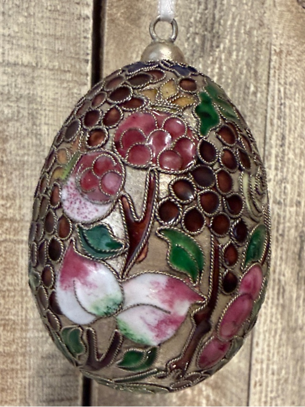 Vintage 80’s NYCO Cloisonne Enameled Egg Ornament